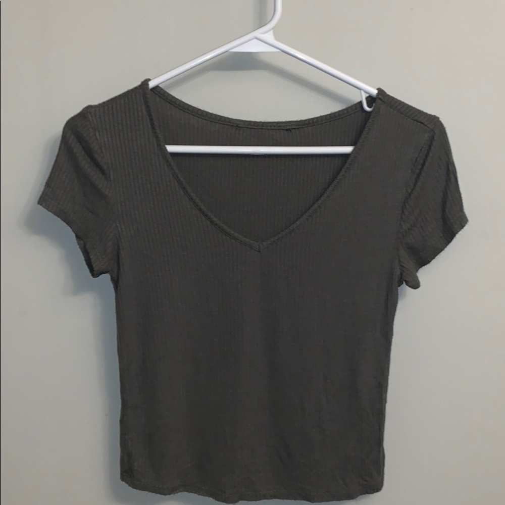 Army green v-neck
